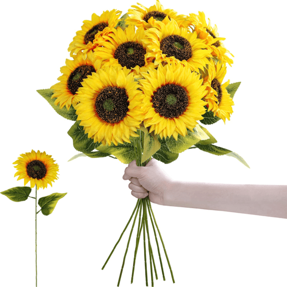 19.7" Indoor Artificial Sunflower Pick, Yellow Color (9 pack)