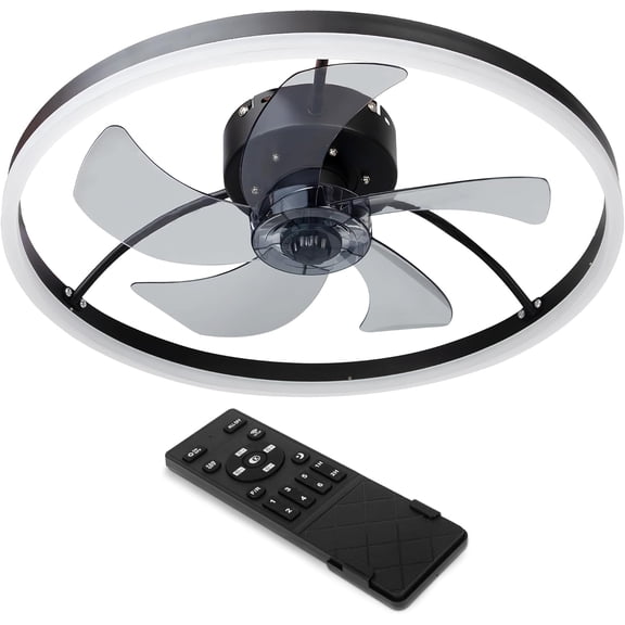 19.7" Low-Profile Flush Mount Ceiling Fan with Light, Remote & App CONTROL, Dimmable LED, Timer Settings, Modern Design for Bedroom, Living Room, Apartment