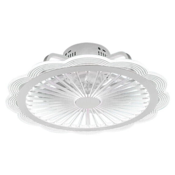 19.7" Modern Ceiling Fan Light Dimmable LED Chandelier Lamp Flush Mount W/Remote