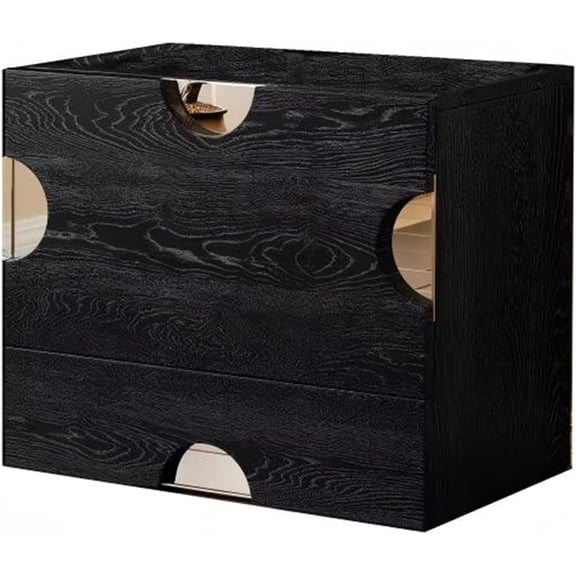 19.7" Modern TV Stand with Recessed Handles, Modular Wood TV Cabinet with Storage, Black TV Console Media Center TV Cabinets for Living Room, Bedroom, Fully Assembled