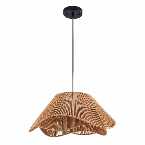 FTL 3-Light Rattan Pendant Light, 19.7 in,Boho Farmhouse Woven Chandelier for Dining Room and Kitchen Island