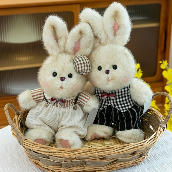 19.7" Vintage Rabbit Plush Toys, Adorable Snuggly Soft Skin-Friendly Couple Stuffed Toys, Cute Romantic Valentine's Day Gift for Her & Him, Valentine's Day Lovable Plush Dolls for Couples