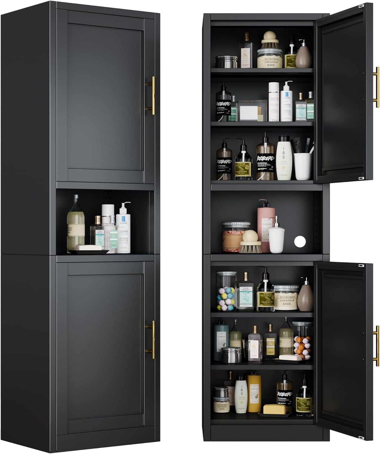 19.7"W Freestand Metal Tall and Thin Narrow Storage Cabinet for Kitchen Bathroom Living Room