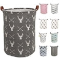 thumbnail image 1 of 19.7" Waterproof Round Canvas Large Clothes Basket Laundry Hamper with Handles, Cotton Linen Foldable Washing Dirty Clothes Laundry Basket for Kid Baby Toy& Clothing Collection(Round- Cartoon Cat), 1 of 7