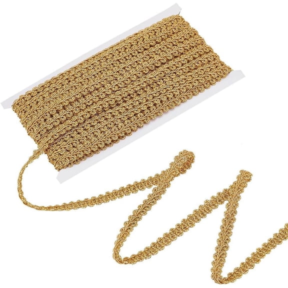 19.7 Yards 1/2 inch Gimp Trim Golden Braid Tirm Polyester Woven Braid Trim Filigree Gimp Braid Trim Basic Fringe Trim for Upholstery Costume DIY Crafts Jewelry Making Curtain Decoration