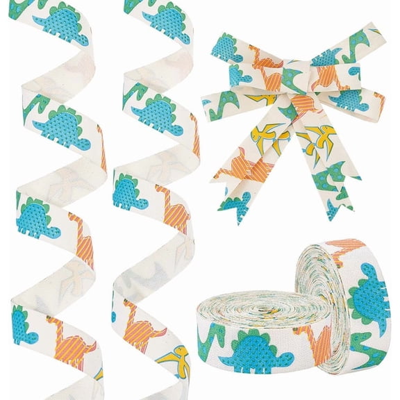 19.7 Yards Dinosaur Cotton Ribbon 0.59inches Colorful Animal Ribbons