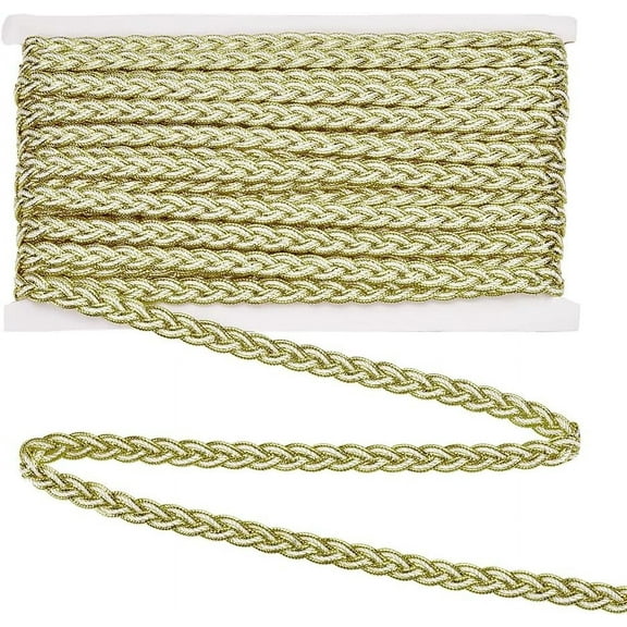 19.7 Yards Metallic Braid Trim 3/8 inch Wide Gold White Metallic Gimp Braid Trim Polyester Ribbon Trim for Sewing Metallic Braid Lace Trim for Party Clothes Curtain Dress Decoration Gold