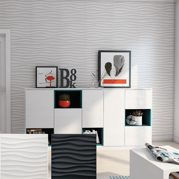 19.7 in. x 19.7 PVC Wall Panel in Wave Design(12-Pack)