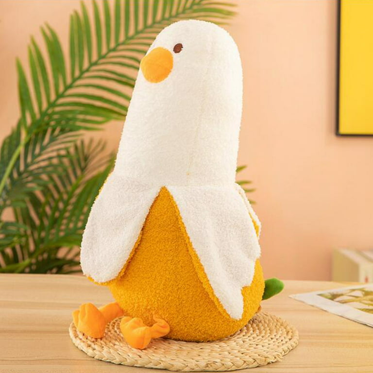 19.7 Inches Cute Banana Duck Plush Toy,Creative Banana Plush Animal Hugging Pillow Christmas Birthday Gifts Home Decor,White