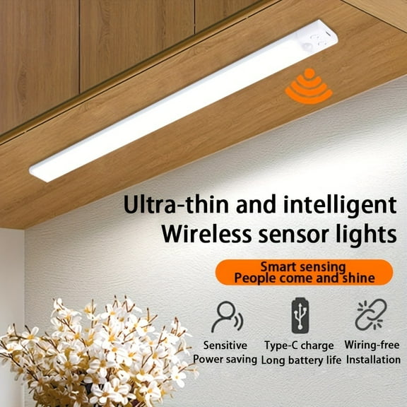 19.7 inches Full Screen Bright Motion Sensor Light Indoor, Rechargeable Under Cabinet Lighting, Quick Setup, 3 Color Temps and Stepless Dimming LED Under Cabinet Lights 1 Pack