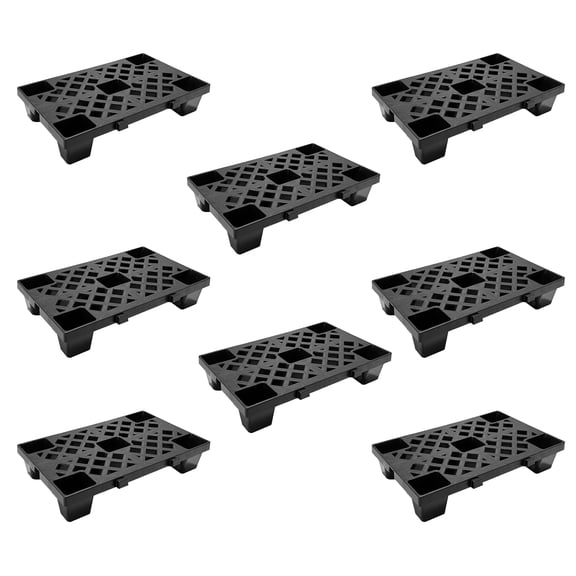 19.7" x 11.8" x 3.9" Lightweight Nestable & Stackable Pallets, Black Interlocking Floor Tiles for Storage, Ventilated Design for Garage