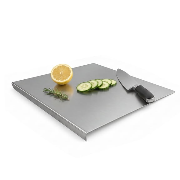 19.7" x 15.7" Stainless Steel Cutting Board with Counter Edge, Large Metal Cutting Board for Kitchen, Food Grade Chopping Board for Meat, Vegetables, Dough Kneading & Bread Making