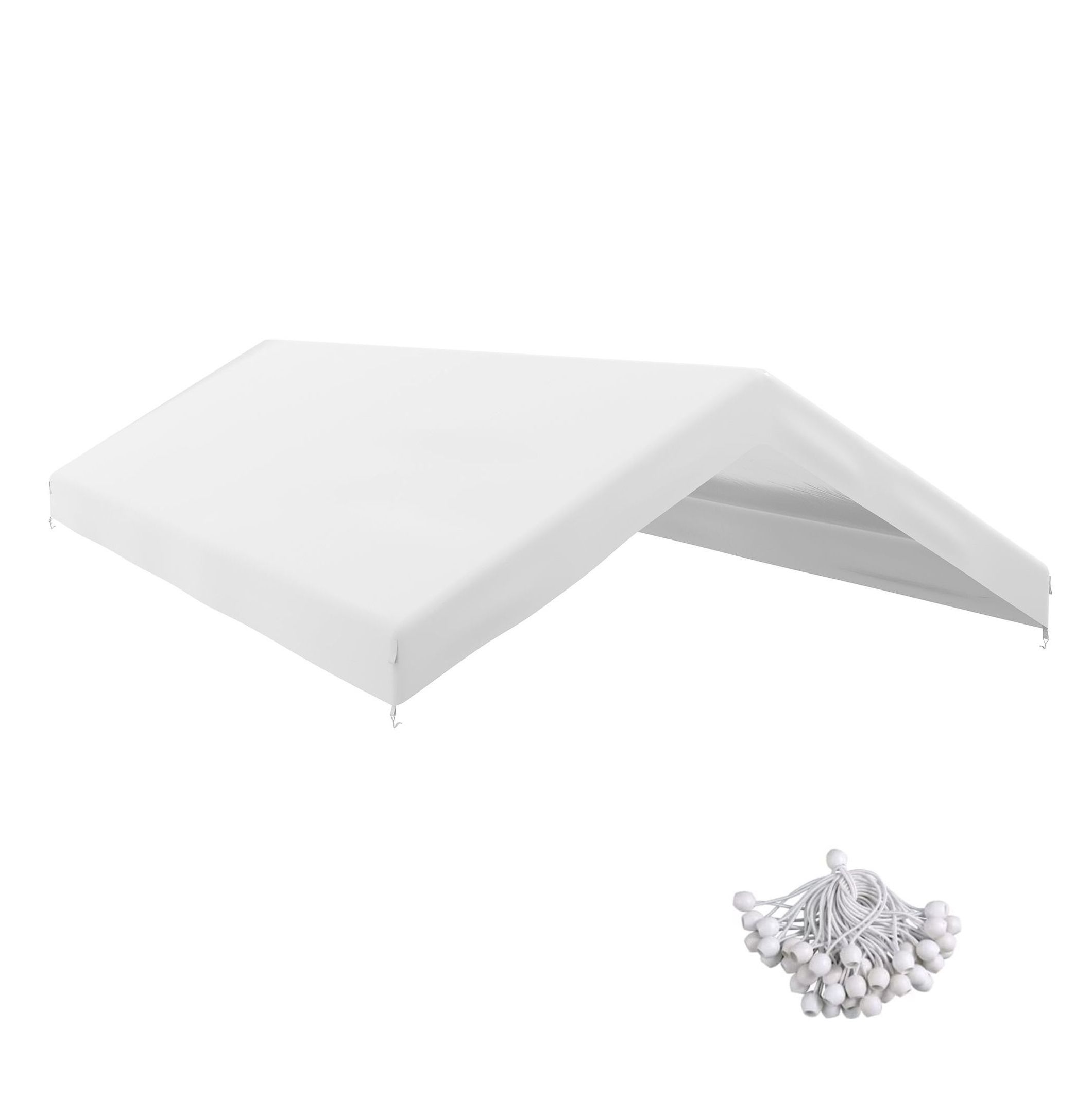19.7' x 9.7' Carport Canopy Replacement - UV Resistant Car Cover with Bungee Cords - White - Fits 84C-386V00/207 Series