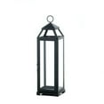 thumbnail image 1 of 19.75" Black and Clear Contemporary Sleek Candle Lantern with Hinged Door, 1 of 4