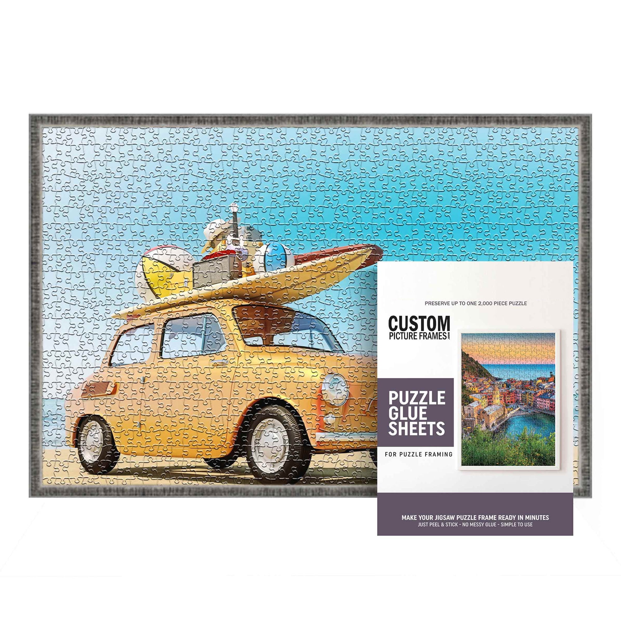 20x27 Puzzle Frame Kit with Glue Sheets | Black Mid Century