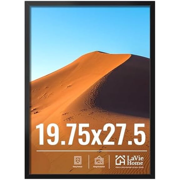19.75x27.5 Picture Frame for Wall Display, 19.75x27.5 Black Picture Frame with HD Plexiglas, 19.75 x 27.5 Puzzle Frame 1 Pack, Display Frame for Vertical or Horizontal, Classic Collection
