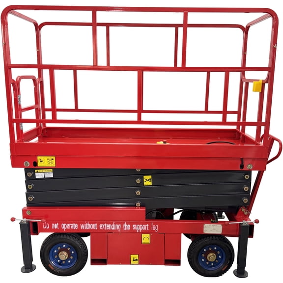 19.7FT 1102LB Electric Towable Scissor Lift Four Wheel Mobile Aerial Work Man Lift for Repair Work