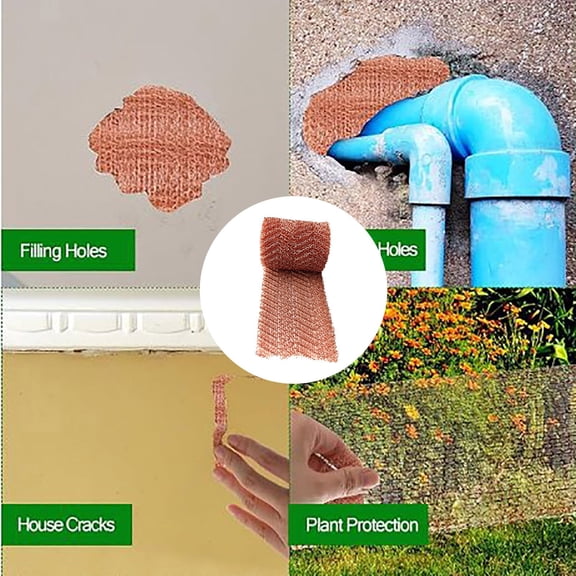 19.7Ft Copper Mesh Rodent Control Rustproof Copper Belt Barrier Durable Copper Mesh Roll For Hole Blocking Gardening & Sealing Water Opening(Orange-12.7X600Cm)