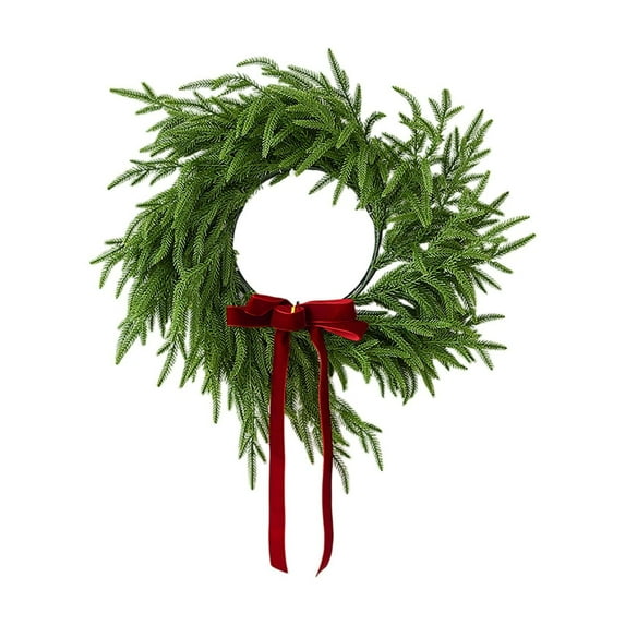 19.7Inch Norfolk Pine Wreath for Front Door, Real Touch Norfolk Pine Wreath Artificial Green Wreath Greenery Realistic Wreath Holiday Decoration for Home Decor