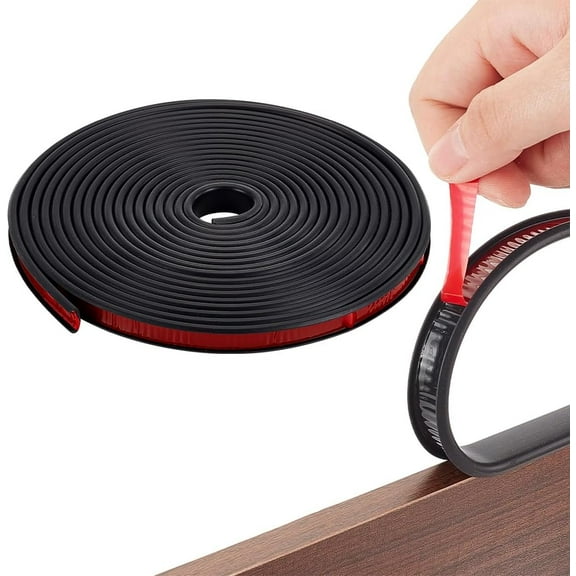 19.7ft Black U-Shape Edge Banding 0.55inch wide Soft Self Adhesive Veneer Edging Trim Flexible TPE Furniture Edge Banding Protector for Table Cabinets Repair Furniture