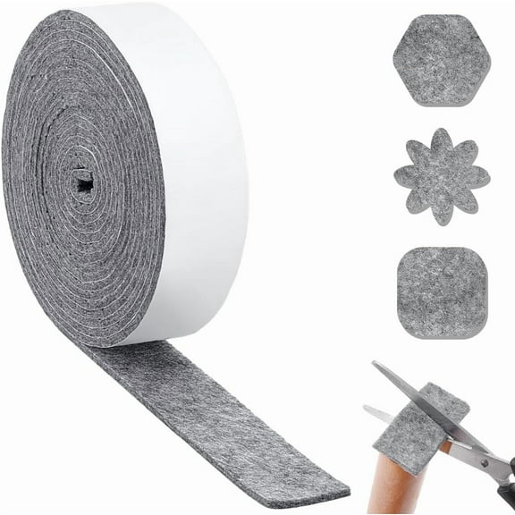19.7ft x 1.97inch Self Adhesive Felt Tape Gray Sticky Back Felt Strip Furniture Pads for Protecting Hardwood Floors Chair Wall Protector 5mm Thick Gray DIY