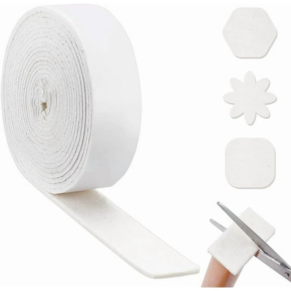 19.7ft x 1.97inch Self Adhesive Felt Tape White Sticky Back Felt Strip Furniture Pads