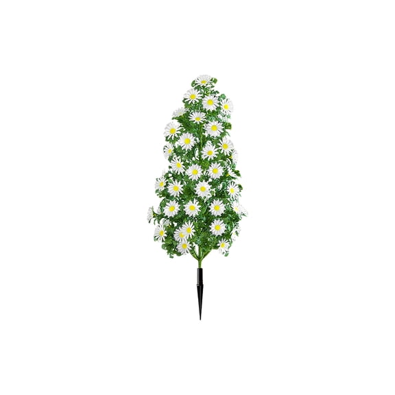 19.7in Artificial Mums with Stakes, Faux Chrysanthemum Flowers Outdoor, Realistic Fall Flowers for Porch Yard Patio Garden Thanksgiving Decor, White