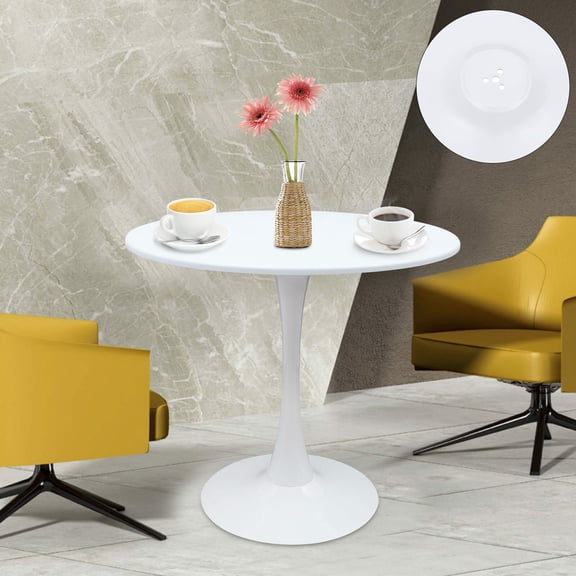 19.7in Free Standing Round Dining Table Simple Round Dining Table White Solid Round Table for Bars Cafes