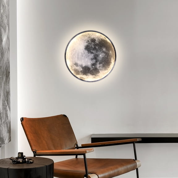 19.7in Moon-Shaped LED Wall Light 24W Modern Sconce Ceiling Light for Bedroom, Living Room, Hallway
