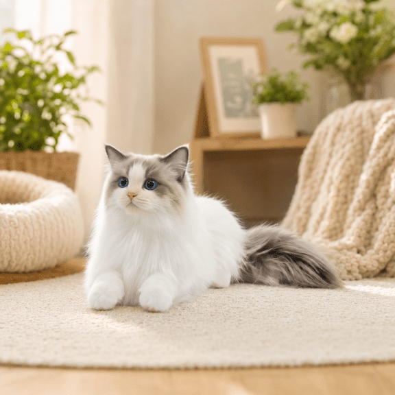 19.7in Realistic Ragdoll Cat Plush Toy, Simulation Stuffed Animal with Bib, Soft Lying Calico Doll for Home Decor, Ideal Birthday Gift, Gray