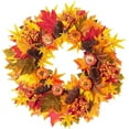 thumbnail image 1 of 19.7inch Fall Wreath for Front Door Outdoor Autumn Maple Leaves Garland with Pumpkin Berry Pine Cone Farmhouse Thanksgiving Harvest Decor for Porch Patio Home Wall Wedding Festival Party, 1 of 9
