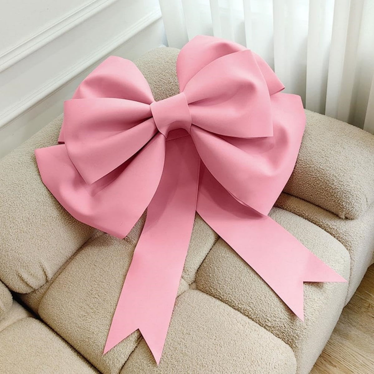 19.7x23.6In Big Pink Bow,Large Valentine's Day Bows for Wreath,Reusable Classic Outdoor Ornament for Home,School,Party