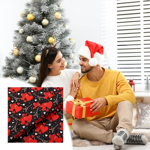 19.7x27.6 Inch Valentine's Day Heart Print Wrapping Paper - Festive Gift Box Wrapping Paper for Holiday & Romantic Occasion Presents