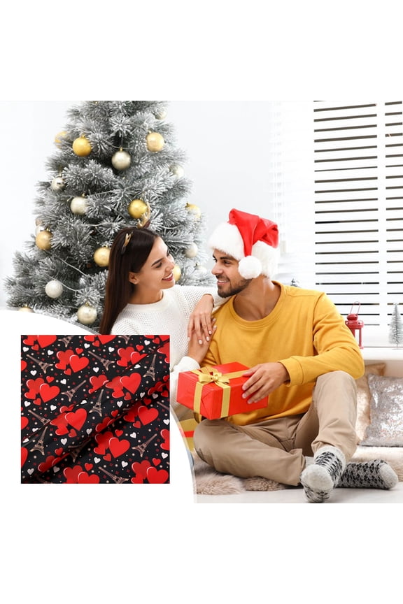 19.7x27.6 Inch Valentine's Day Heart Print Wrapping Paper - Festive Gift Box Wrapping Paper for Holiday & Romantic Occasion Presents