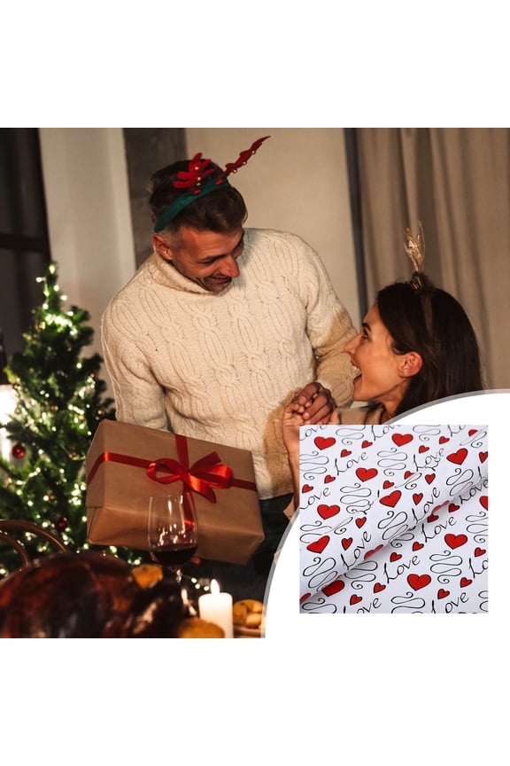 19.7x27.6 Inch Valentine's Day Heart Print Wrapping Paper - Festive Gift Box Wrapping Paper for Holiday & Romantic Occasion Presents