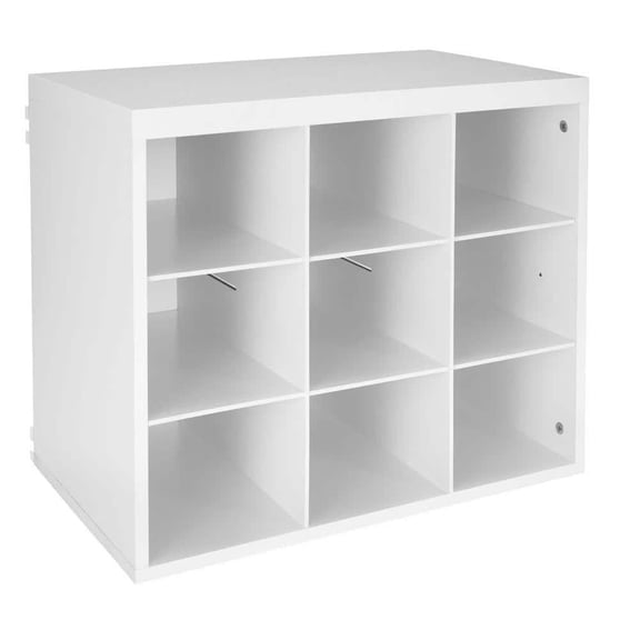 19.8 in. H x 23.6 in. W x 14.1 in. D White Wood Look 9-Cube Organizer