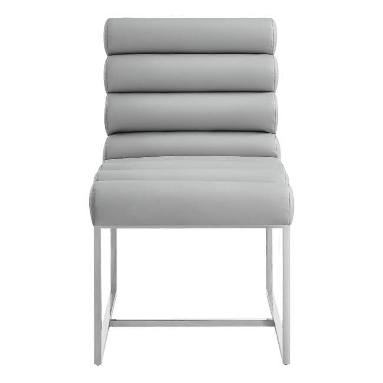 Gray Faux Leather Upholstered Side Chair with Metal Frame