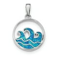 thumbnail image 1 of 19.8mm Sterling Silver Rhodium-plated Blue Simulated Opal Wave Pendant, 1 of 3
