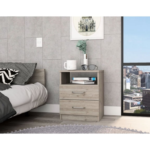 19.9" Height, Gray Finish - Shelf for Overnight Electronics Display - Bedside Place - Organize Items
