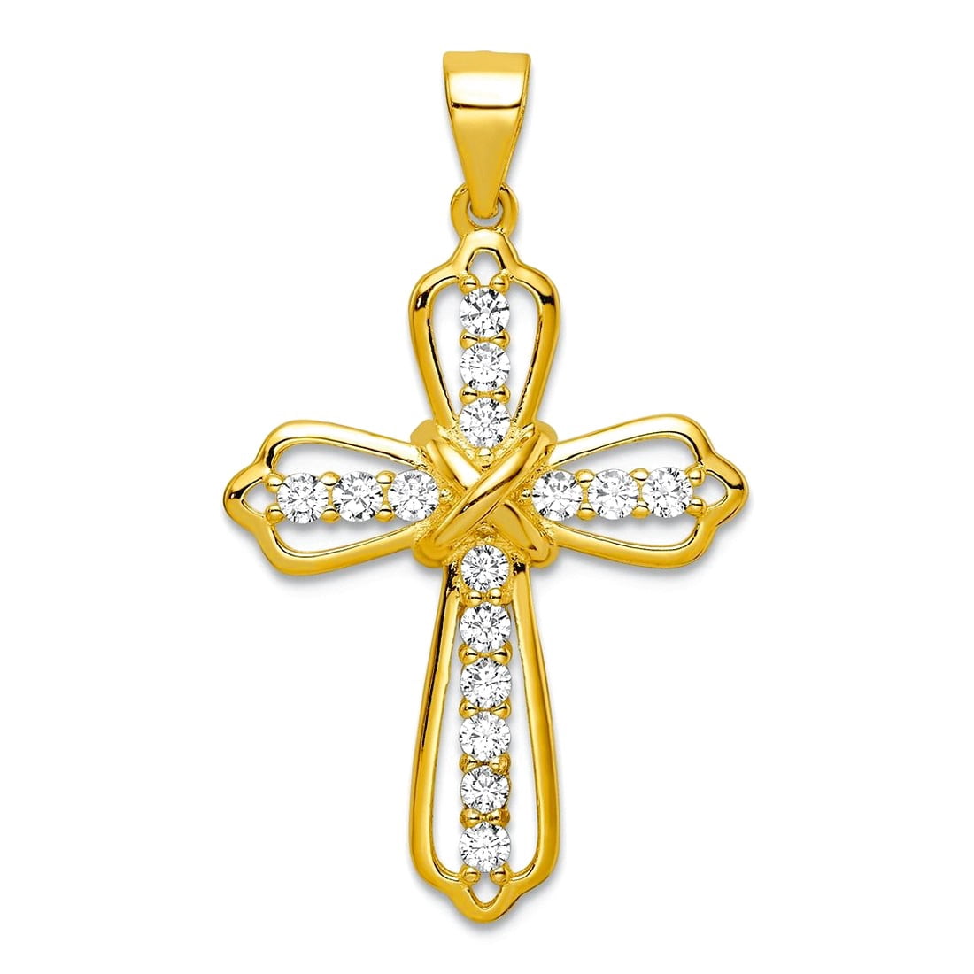 19.97mm 925 Sterling Silver Gold Tone Cubic Zirconia Religious Faith ...