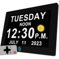 19 Alarms Digital Clock With Auto Dst And Sun Moon Icons, Custom Reminders And Calendar Clock