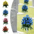 thumbnail image 1 of 19" Artificial Cemetery Flowers for Graves - Memorial Rose Bouquet with Non-Fade Colors - Silk Flower Arrangement for Headstone Decor, Outdoor Grave & Memorial Sites (Set of 4), 1 of 5