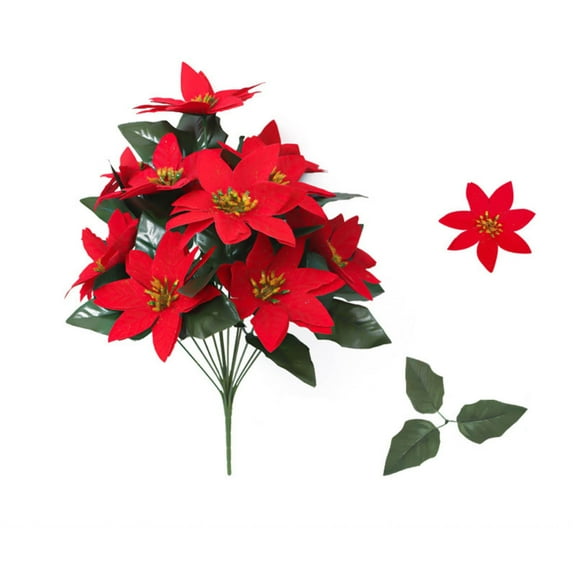 19" Artificial Flowers Christmas Decortations Indoor, Christmas Fake Flowers Potted Plants, Exquisite Red Faux Flowers Christmas Ornaments, Christmas Artificial Flowers for Festival Party