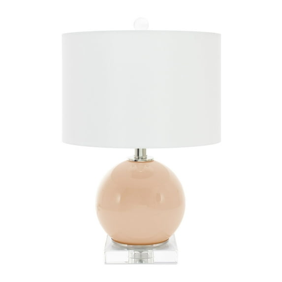 19" Ball Table Lamp with Linen Shade, Dusty Rose