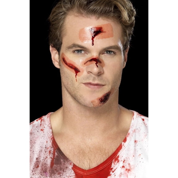 19" Beige and Red Zombie Plaster Wound Make-Up Cosmetics and Disguises Transfers