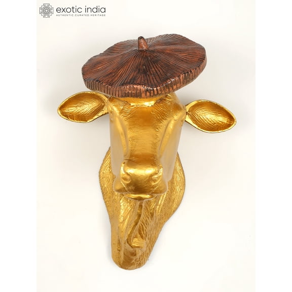 19" Brass Stylish Cow Head | Wall Hanging | Home Decor