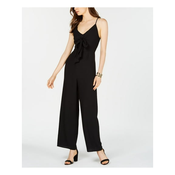 19 COOPER Womens Black Tie Front Tie Front Spaghetti Strap V Neck Jumpsuit XL