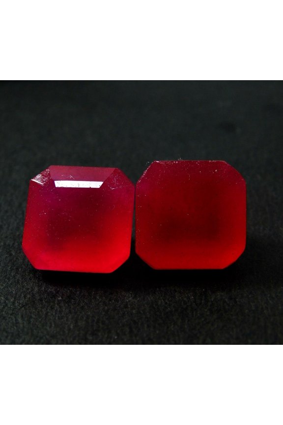 19 Carat Natural Red Ruby Square Cut Pair Ring Making CERTIFIED Loose Gemstone