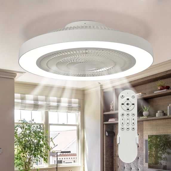 19'' Ceiling Fan with Lights & Remote Control, Low Profile Flush Mount ...