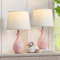 19”Ceramic Table Lamp Set of 2, Modern Bedside Lamps for Nightstand, Bedroom, Living Room with Rocker Switch, Pink